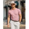 image:imageCOOFANDY Mens TShirts Short Sleeve Crewneck Knit Shirts Summer Ribbed Textured Tee ShirtsB Pink