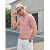 image:imageCOOFANDY Mens TShirts Short Sleeve Crewneck Knit Shirts Summer Ribbed Textured Tee ShirtsB Pink