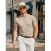 image:imageCOOFANDY Mens TShirts Short Sleeve Crewneck Knit Shirts Summer Ribbed Textured Tee ShirtsLight Khaki