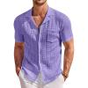 image:imageCOOFANDY Mens Knit Shirts Short Sleeve Button Down Casual Polo Shirt Summer Beach Vacation ShirtsPurple