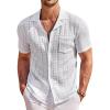 image:imageCOOFANDY Mens Knit Shirts Short Sleeve Button Down Casual Polo Shirt Summer Beach Vacation ShirtsWhite