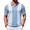 image:imageCOOFANDY Mens Polo Shirts Short Sleeve Casual Knit Polo Shirt Vintage Golf T Shirts Old Money TopsLight Blue  White