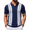 image:imageCOOFANDY Mens Polo Shirts Short Sleeve Casual Knit Polo Shirt Vintage Golf T Shirts Old Money TopsNavy Blue  White