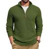 image:imageCOOFANDY Mens Quarter Zip Pullover Dress Slim Fit Sweater Mock Neck Sweaters Casual Long Sleeve PulloversArmy Green