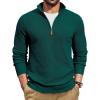 image:imageCOOFANDY Mens Quarter Zip Pullover Dress Slim Fit Sweater Mock Neck Sweaters Casual Long Sleeve PulloversDark Green