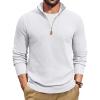 image:imageCOOFANDY Mens Quarter Zip Pullover Dress Slim Fit Sweater Mock Neck Sweaters Casual Long Sleeve PulloversWhite