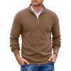 image:imageCOOFANDY Mens Quarter Zip Pullover Slim Fit Lightweight Sweater Casual Mock Neck Knit Polo SweaterAsh Brown