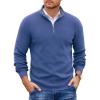 image:imageCOOFANDY Mens Quarter Zip Pullover Slim Fit Lightweight Sweater Casual Mock Neck Knit Polo SweaterGray Blue