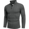 image:imageCOOFANDY Mens Quarter Zip Sweater Slim Fit Casual Knitted Turtleneck Pullover Mock Neck Polo SweaterDark Grey