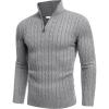 image:imageCOOFANDY Mens Quarter Zip Sweater Slim Fit Casual Knitted Turtleneck Pullover Mock Neck Polo SweaterGrey