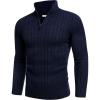image:imageCOOFANDY Mens Quarter Zip Sweater Slim Fit Casual Knitted Turtleneck Pullover Mock Neck Polo SweaterNavy Blue