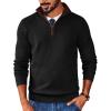 image:imageCOOFANDY Mens Quarter Zip Sweater Slim Fit Mock Neck Pullover Casual Knitted Ribbed Polo SweatersAblack