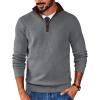 image:imageCOOFANDY Mens Quarter Zip Sweater Slim Fit Mock Neck Pullover Casual Knitted Ribbed Polo SweatersDark Gray