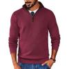 image:imageCOOFANDY Mens Quarter Zip Sweater Slim Fit Mock Neck Pullover Casual Knitted Ribbed Polo SweatersWine Red
