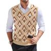 image:imageCOOFANDY Mens Sweater Vest V Neck Sleeveless Sweater Slim Fit Casual Knitted Vest SweatersArgyle Khaki