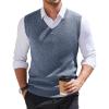 image:imageCOOFANDY Mens Sweater Vest V Neck Sleeveless Sweater Slim Fit Casual Knitted Vest SweatersBlue and White