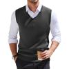image:imageCOOFANDY Mens Sweater Vest V Neck Sleeveless Sweater Slim Fit Casual Knitted Vest SweatersGrey and Black Stripe