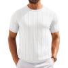 image:imageCOOFANDY Mens TShirts Short Sleeve Crewneck Knit Shirts Summer Ribbed Textured Tee ShirtsB White
