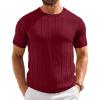 image:imageCOOFANDY Mens TShirts Short Sleeve Crewneck Knit Shirts Summer Ribbed Textured Tee ShirtsBurgundy Red