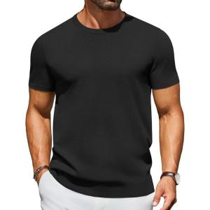 image:imageCOOFANDY Mens Casual TShirts Short Sleeve Crewneck Pullover Classic Knit Tee ShirtsBlack