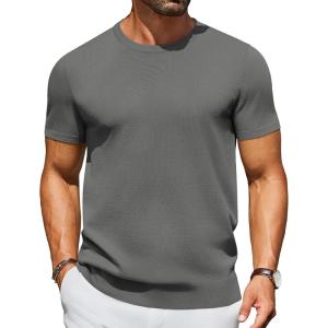 image:imageCOOFANDY Mens Casual TShirts Short Sleeve Crewneck Pullover Classic Knit Tee ShirtsDark Grey