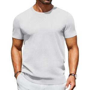 image:imageCOOFANDY Mens Casual TShirts Short Sleeve Crewneck Pullover Classic Knit Tee ShirtsWhite