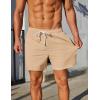 image:imageCOOFANDY Mens Casual Shorts 5 Elastic Drawstring Shorts Summer Beach Athletic ShortsLight Khaki