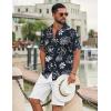 image:imageCOOFANDY Mens Casual Button Down Shirts Short Sleeve Textured Summer Beach ShirtBlack Floral