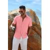 image:imageCOOFANDY Mens Casual Button Down Shirts Short Sleeve Textured Summer Beach ShirtChampagne Pink