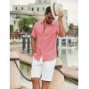image:imageCOOFANDY Mens Casual Button Down Shirts Short Sleeve Textured Summer Beach ShirtChampagne Pink