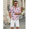 image:imageCOOFANDY Mens Casual Button Down Shirts Short Sleeve Textured Summer Beach ShirtPinktropical Style