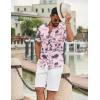 image:imageCOOFANDY Mens Casual Button Down Shirts Short Sleeve Textured Summer Beach ShirtPinktropical Style
