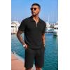 image:imageCOOFANDY Mens 2 Piece Set Summer Beach Vacation Outfits Quarter Zip Polo Shirt and Shorts Sets1black