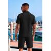 image:imageCOOFANDY Mens 2 Piece Set Summer Beach Vacation Outfits Quarter Zip Polo Shirt and Shorts Sets1black