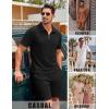 image:imageCOOFANDY Mens 2 Piece Set Summer Beach Vacation Outfits Quarter Zip Polo Shirt and Shorts Sets1black