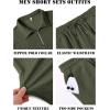 image:imageCOOFANDY Mens 2 Piece Set Summer Beach Vacation Outfits Quarter Zip Polo Shirt and Shorts SetsArmy Green