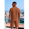 image:imageCOOFANDY Mens 2 Piece Set Summer Beach Vacation Outfits Quarter Zip Polo Shirt and Shorts SetsBrown