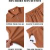 image:imageCOOFANDY Mens 2 Piece Set Summer Beach Vacation Outfits Quarter Zip Polo Shirt and Shorts SetsBrown