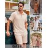 image:imageCOOFANDY Mens 2 Piece Set Summer Beach Vacation Outfits Quarter Zip Polo Shirt and Shorts SetsCream