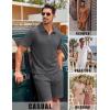 image:imageCOOFANDY Mens 2 Piece Set Summer Beach Vacation Outfits Quarter Zip Polo Shirt and Shorts SetsDark Gray