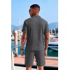 image:imageCOOFANDY Mens 2 Piece Set Summer Beach Vacation Outfits Quarter Zip Polo Shirt and Shorts SetsDark Gray