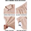 image:imageCOOFANDY Mens 2 Piece Set Summer Beach Vacation Outfits Quarter Zip Polo Shirt and Shorts SetsKhaki