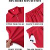 image:imageCOOFANDY Mens 2 Piece Set Summer Beach Vacation Outfits Quarter Zip Polo Shirt and Shorts SetsRed