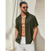 image:imageCOOFANDY Mens Button Down Shirt Short Sleeve Casual Shirts Linen Textured Summer Beach ShirtsArmy Green