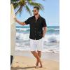 image:imageCOOFANDY Mens Button Down Shirt Short Sleeve Casual Shirts Linen Textured Summer Beach ShirtsBlack