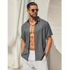 image:imageCOOFANDY Mens Button Down Shirt Short Sleeve Casual Shirts Linen Textured Summer Beach ShirtsDark Grey
