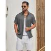 image:imageCOOFANDY Mens Button Down Shirt Short Sleeve Casual Shirts Linen Textured Summer Beach ShirtsDark Grey
