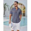 image:imageCOOFANDY Mens Button Down Shirt Short Sleeve Casual Shirts Linen Textured Summer Beach ShirtsGrey Blue