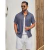 image:imageCOOFANDY Mens Button Down Shirt Short Sleeve Casual Shirts Linen Textured Summer Beach ShirtsGrey Blue