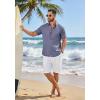 image:imageCOOFANDY Mens Button Down Shirt Short Sleeve Casual Shirts Linen Textured Summer Beach ShirtsGrey Blue